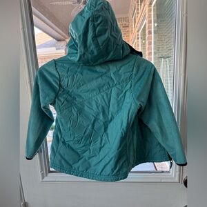 Girls' Teal Hooded Puffer Jacket with Fleece Sleeves
